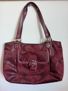 Coach Burgundy Signature Shoulder Tote